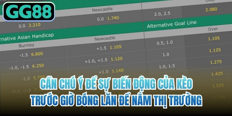 Cần chú ý để sự biến động của kèo trước giờ bóng lăn để nắm thị trường
